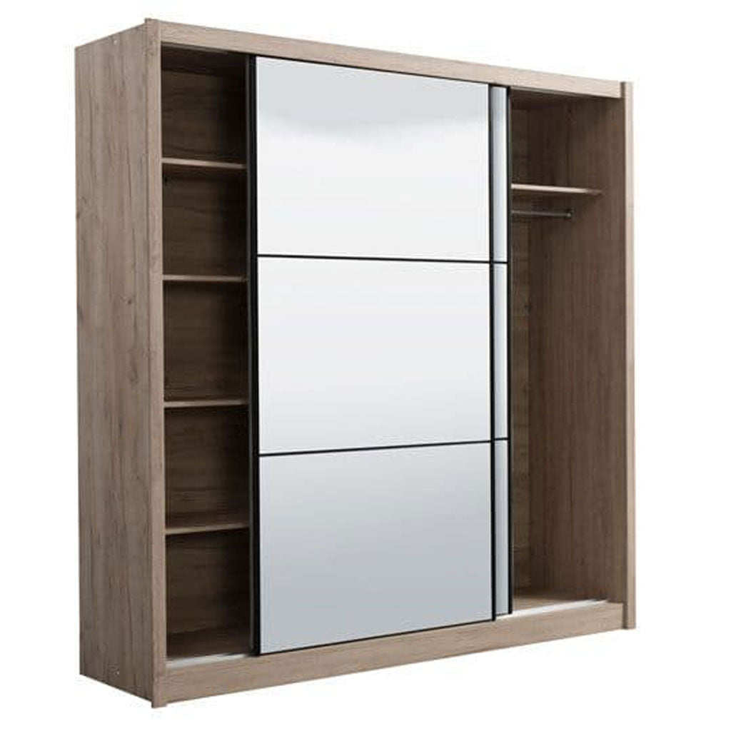 Mirrored Wardrobe With 2 Sliding Doors - Newark