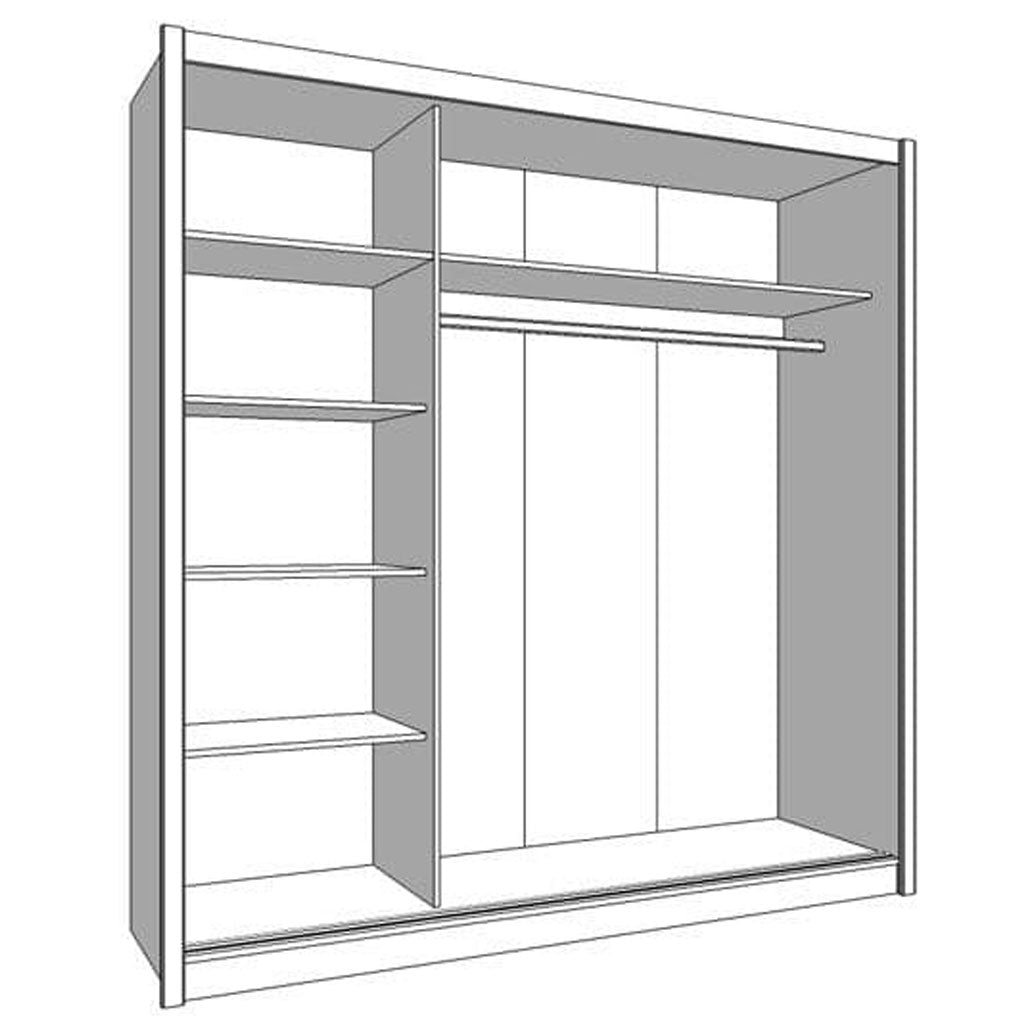 Mirrored Wardrobe With 2 Sliding Doors - Newark