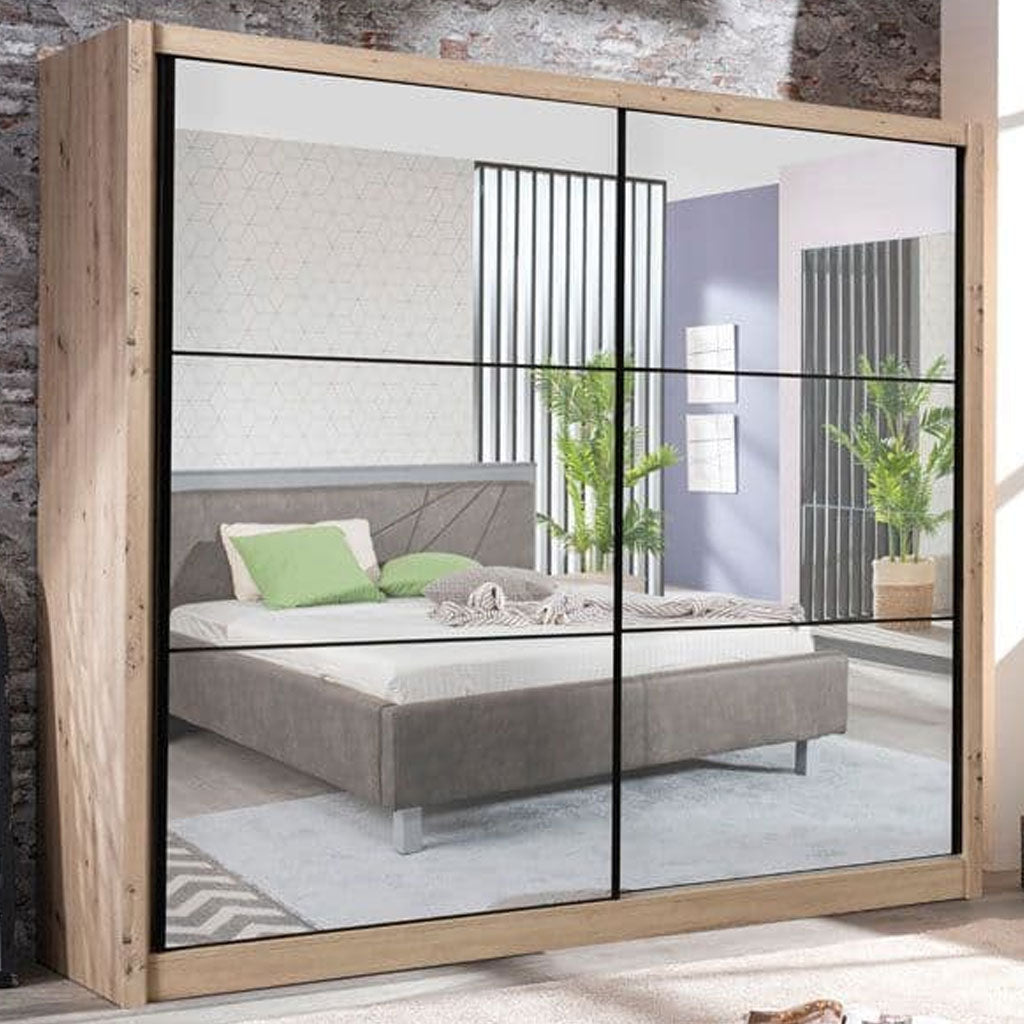 Mirrored Wardrobe With 2 Sliding Doors - Newark