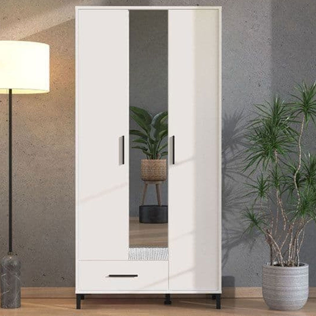 Mirrored Wardrobe With 3 Doors And 1 Drawer - Sanger