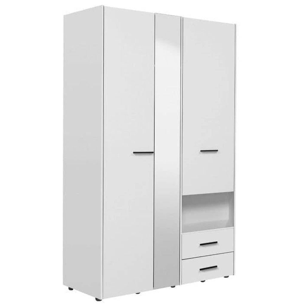 Mirrored Wardrobe With 3 Doors And 2 Drawers - Lima