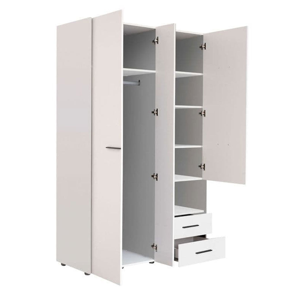 Mirrored Wardrobe With 3 Doors And 2 Drawers - Lima