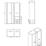 Mirrored Wardrobe With 3 Doors And 2 Drawers - Lima