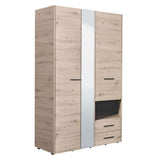 Mirrored Wardrobe With 3 Doors And 2 Drawers - Lima