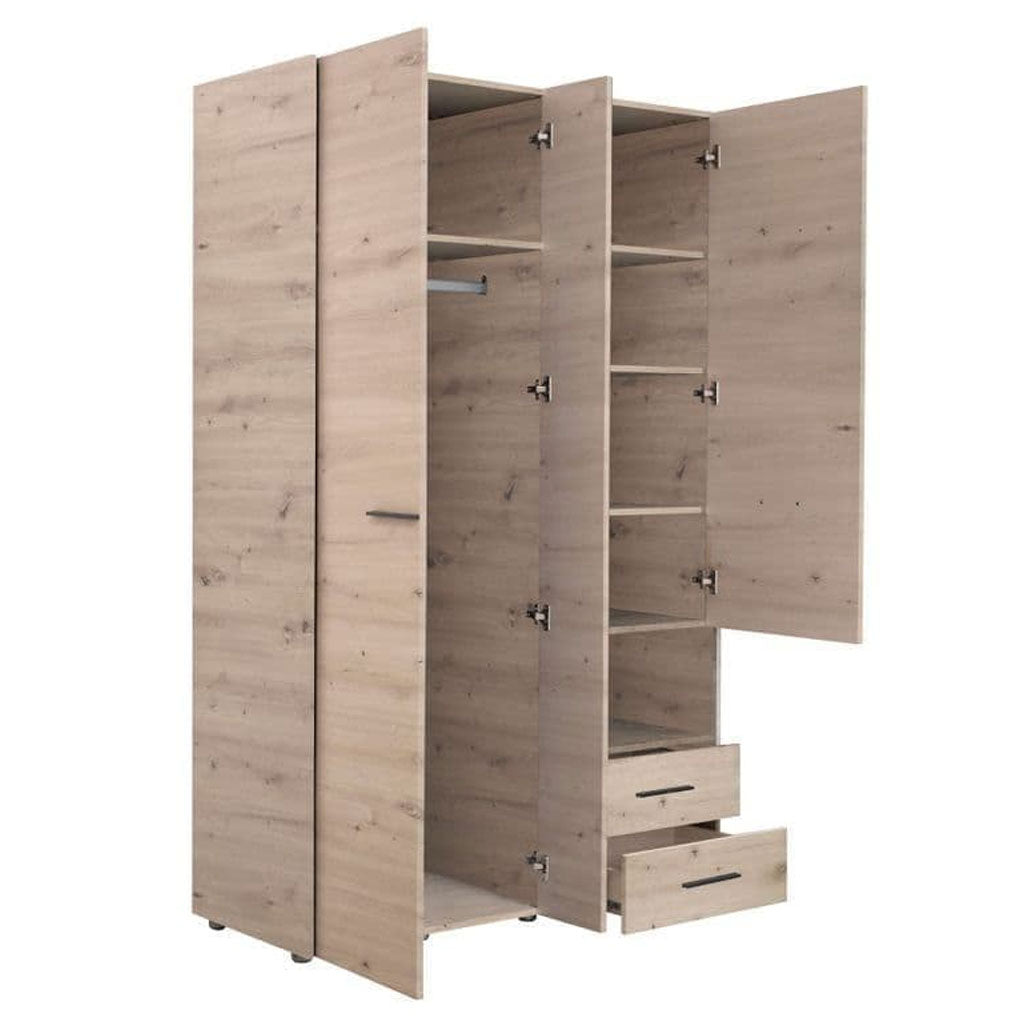 Mirrored Wardrobe With 3 Doors And 2 Drawers - Lima