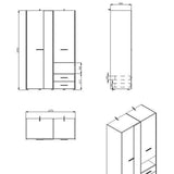 Mirrored Wardrobe With 3 Doors And 2 Drawers - Lima
