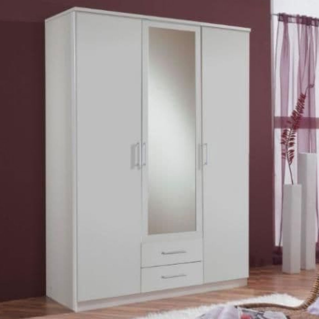 Mirrored Wardrobe With 3 Doors And 2 Drawers - Vinicio