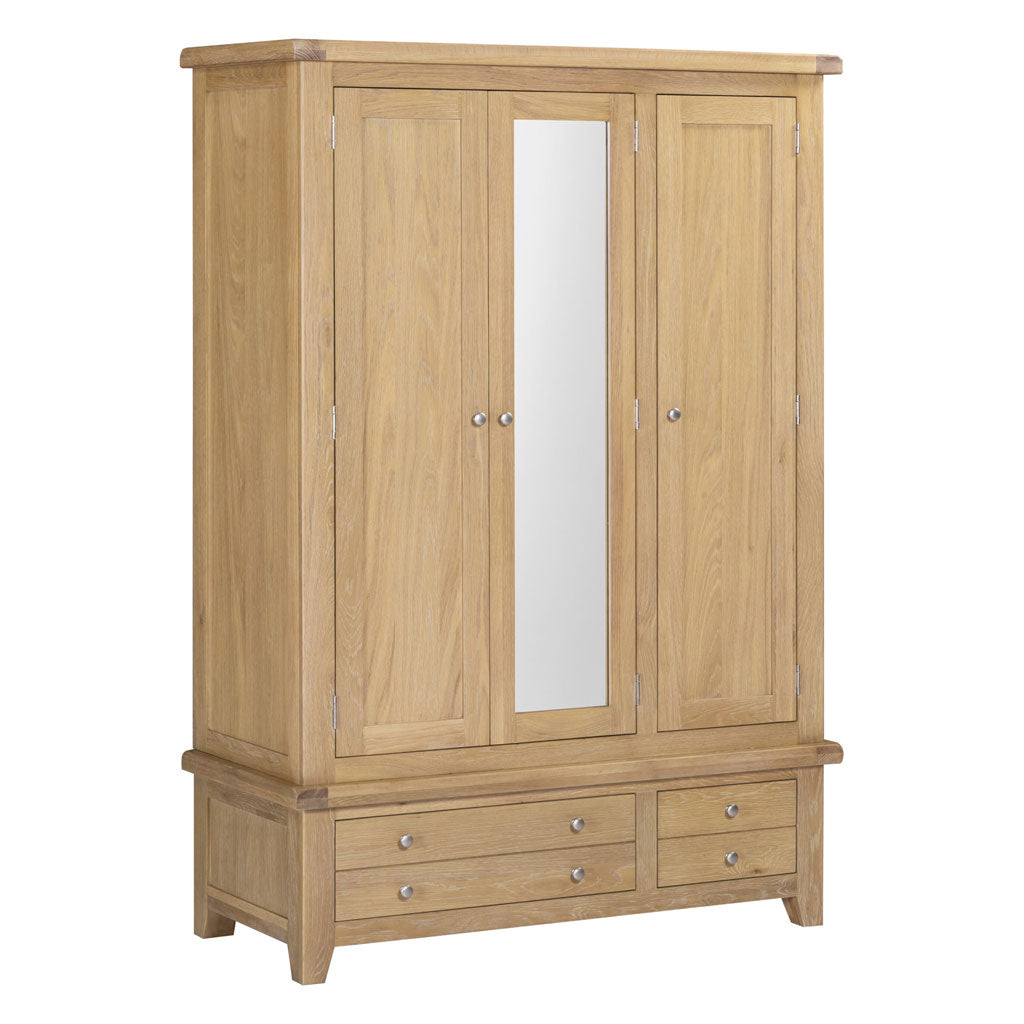 Mirrored Wardrobe With 3 Doors And 2 Drawers - Windsor