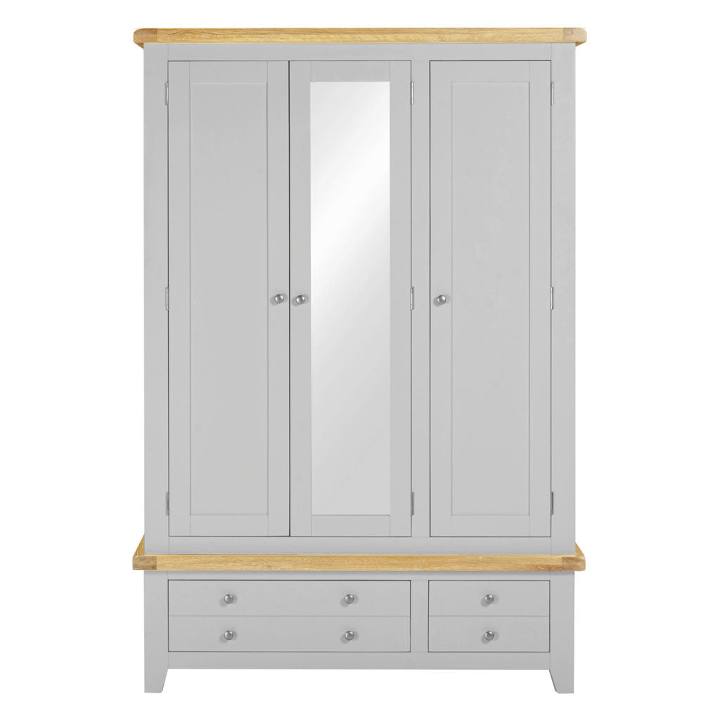 Mirrored Wardrobe With 3 Doors And 2 Drawers - Windsor