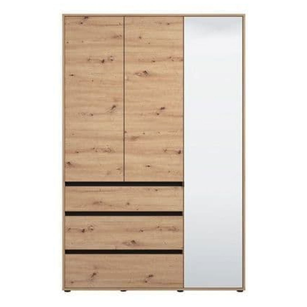 Mirrored Wardrobe With 3 Doors And 3 Drawers - Kyle