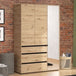 Mirrored Wardrobe With 3 Doors And 3 Drawers - Kyle