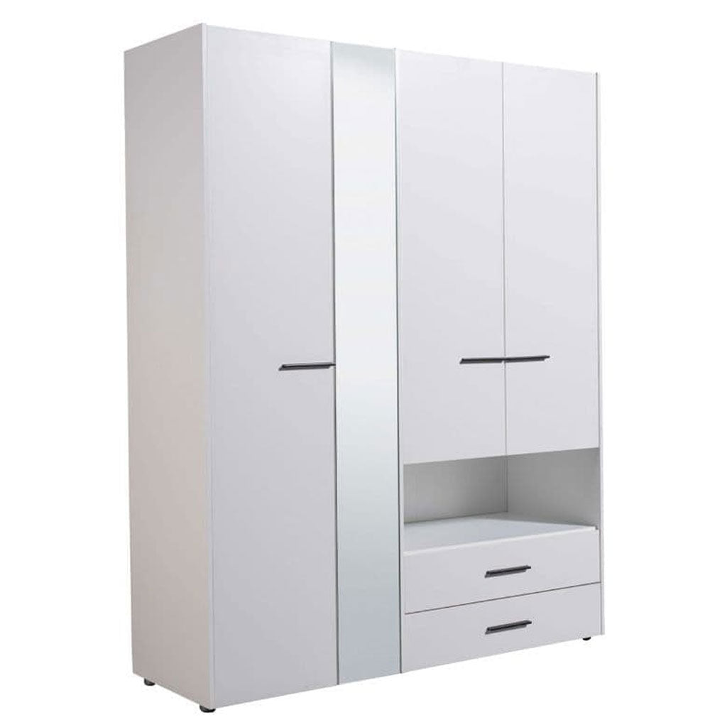 Mirrored Wardrobe With 4 Doors And 2 Drawers - Lima