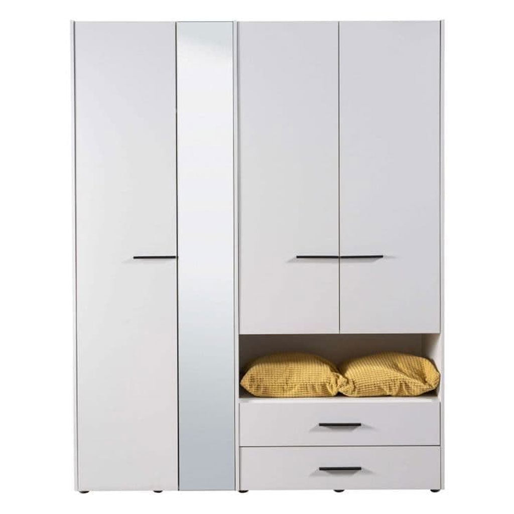 Mirrored Wardrobe With 4 Doors And 2 Drawers - Lima
