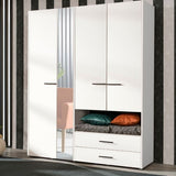 Mirrored Wardrobe With 4 Doors And 2 Drawers - Lima