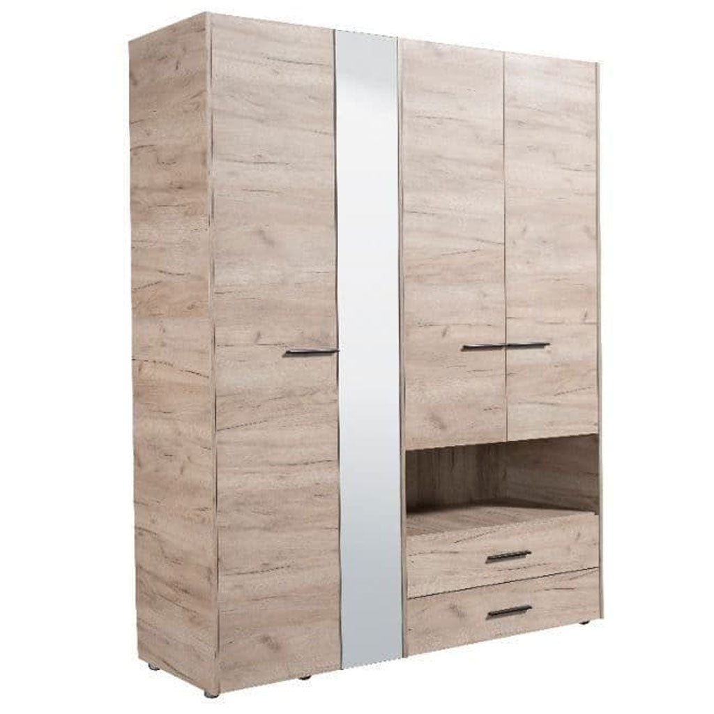 Mirrored Wardrobe With 4 Doors And 2 Drawers - Lima