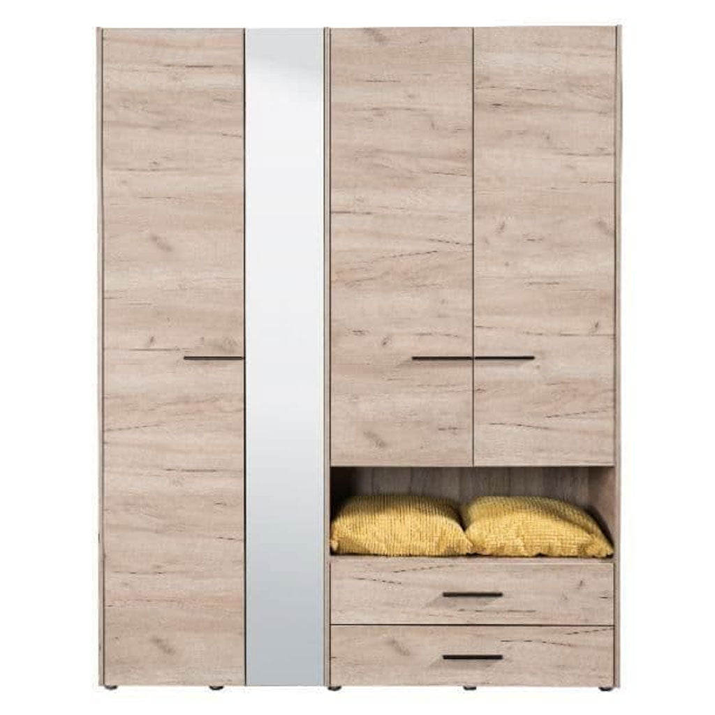 Mirrored Wardrobe With 4 Doors And 2 Drawers - Lima