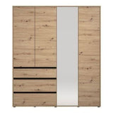 Mirrored Wardrobe With 4 Doors And 3 Drawers - Kyle