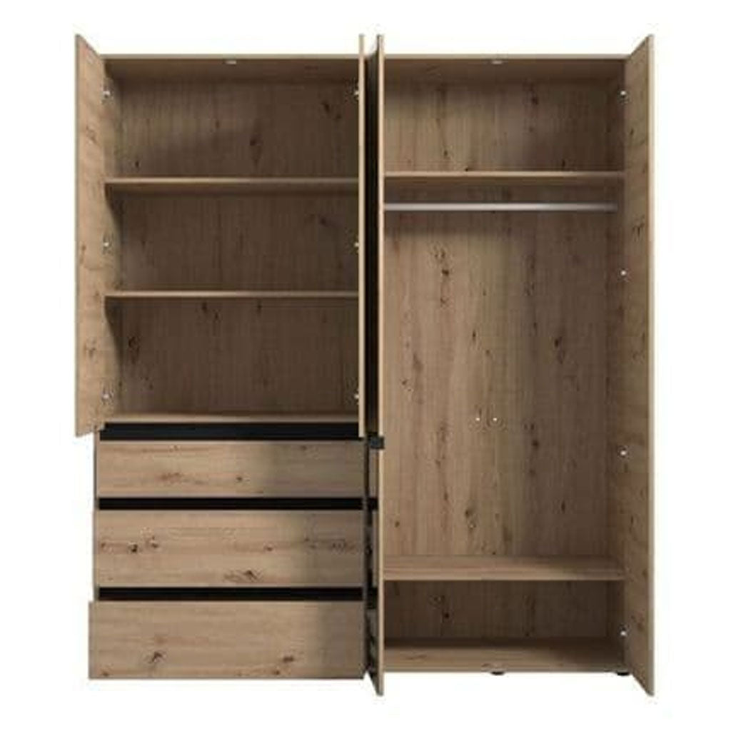 Mirrored Wardrobe With 4 Doors And 3 Drawers - Kyle
