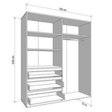 Mirrored Wardrobe With 4 Doors And 3 Drawers - Kyle