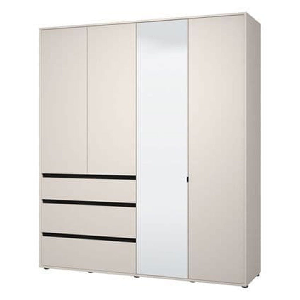 Mirrored Wardrobe With 4 Doors And 3 Drawers - Kyle