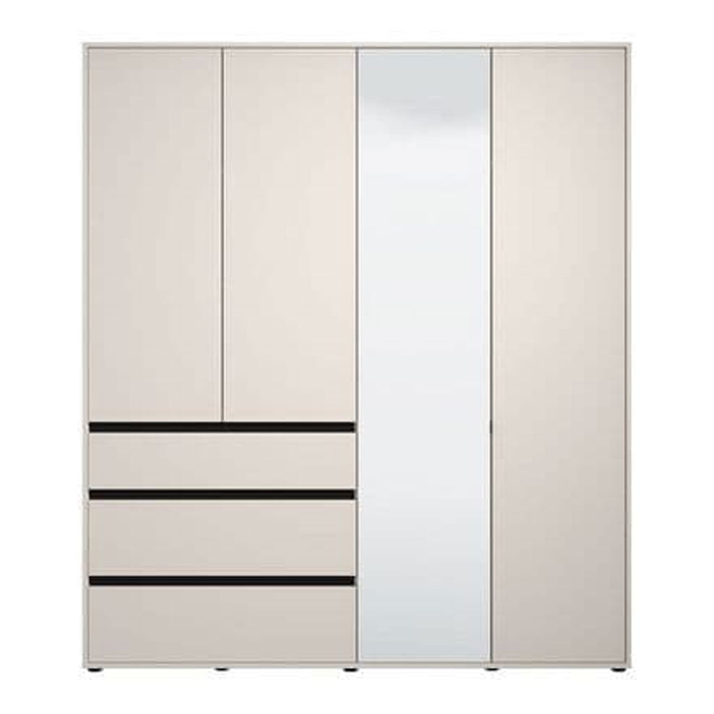 Mirrored Wardrobe With 4 Doors And 3 Drawers - Kyle