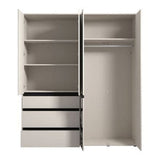 Mirrored Wardrobe With 4 Doors And 3 Drawers - Kyle
