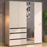 Mirrored Wardrobe With 4 Doors And 3 Drawers - Kyle