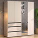 Mirrored Wardrobe With 4 Doors And 3 Drawers - Kyle