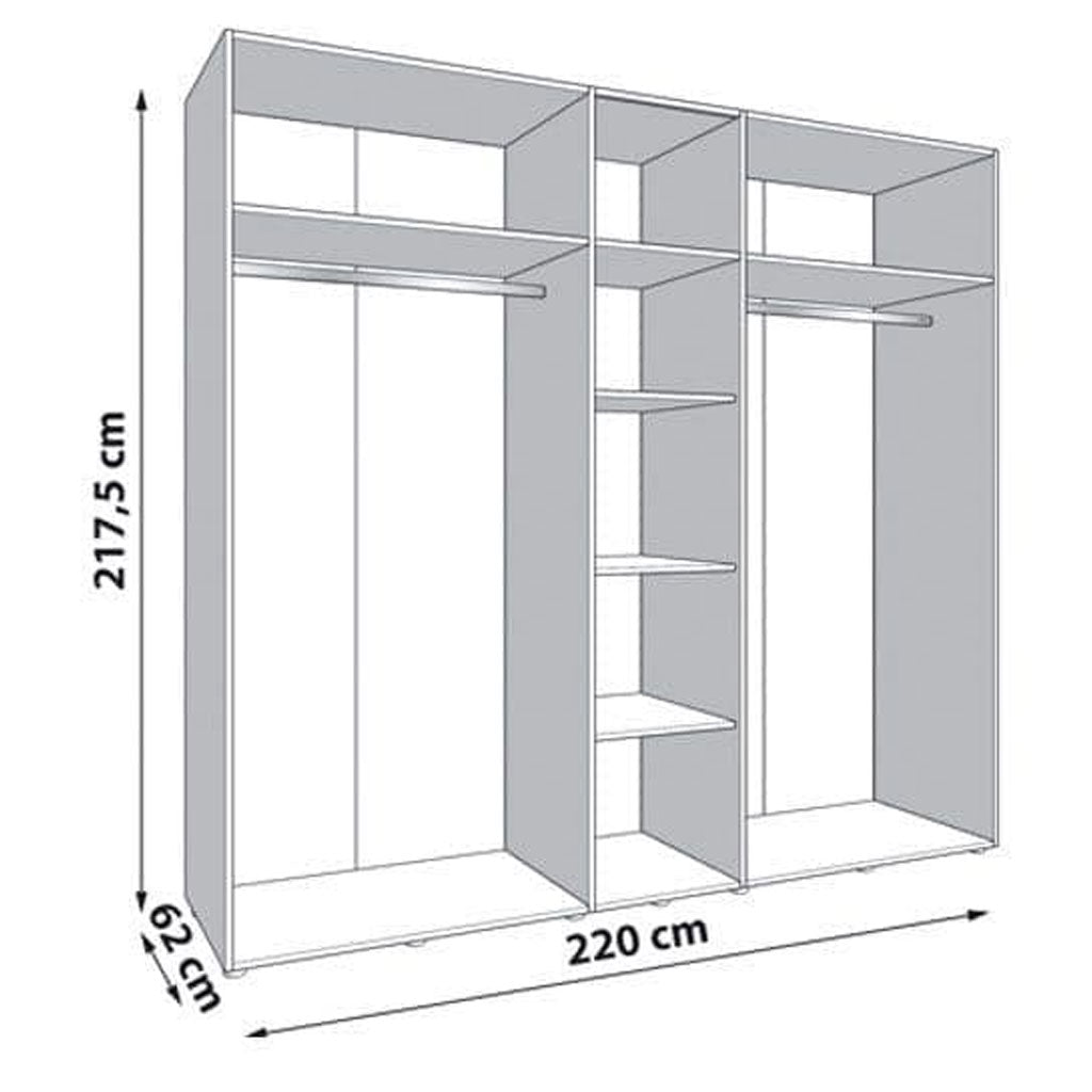 Mirrored Wardrobe With 5 Doors - Grant