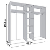 Mirrored Wardrobe With 5 Doors - Grant