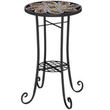 Mosaic Ceramic Tile Top Garden Bistro Table Round - Velmora