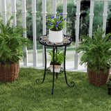 Mosaic Ceramic Tile Top Garden Bistro Table Round - Velmora