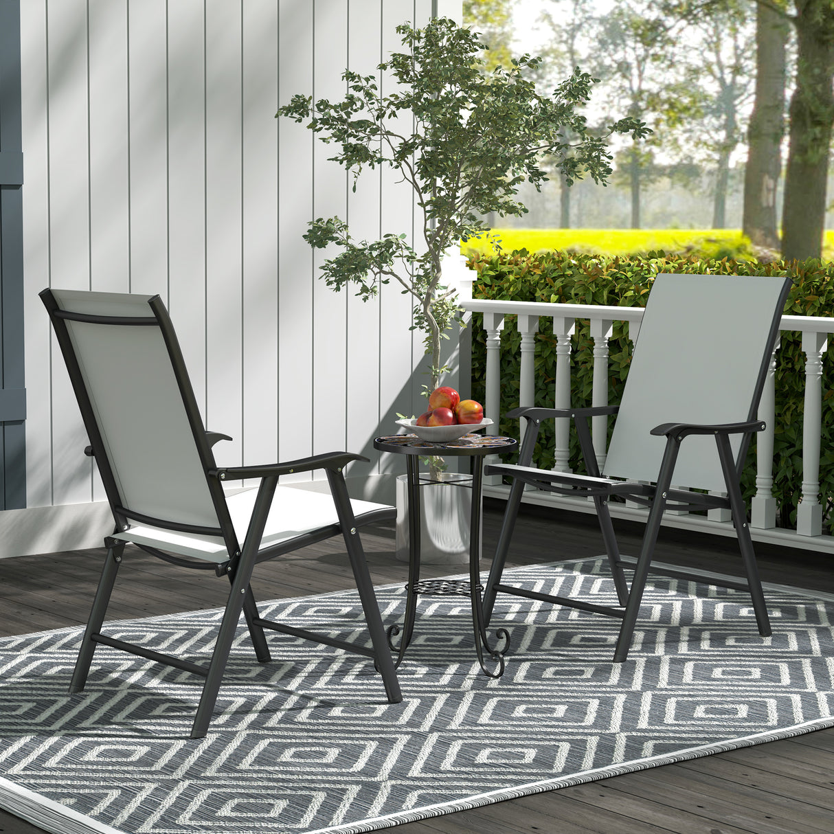 Mosaic Ceramic Tile Top Garden Bistro Table Round - Velmora