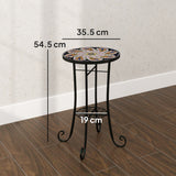 Mosaic Ceramic Tile Top Garden Bistro Table Round - Velmora