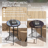 Mosaic Ceramic Tile Top Garden Bistro Table Round - Velmora
