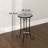 Mosaic Ceramic Tile Top Garden Bistro Table Round - Velmora
