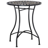 Mosaic Ceramic Top Outdoor Garden Patio Side Table Round - Velmora