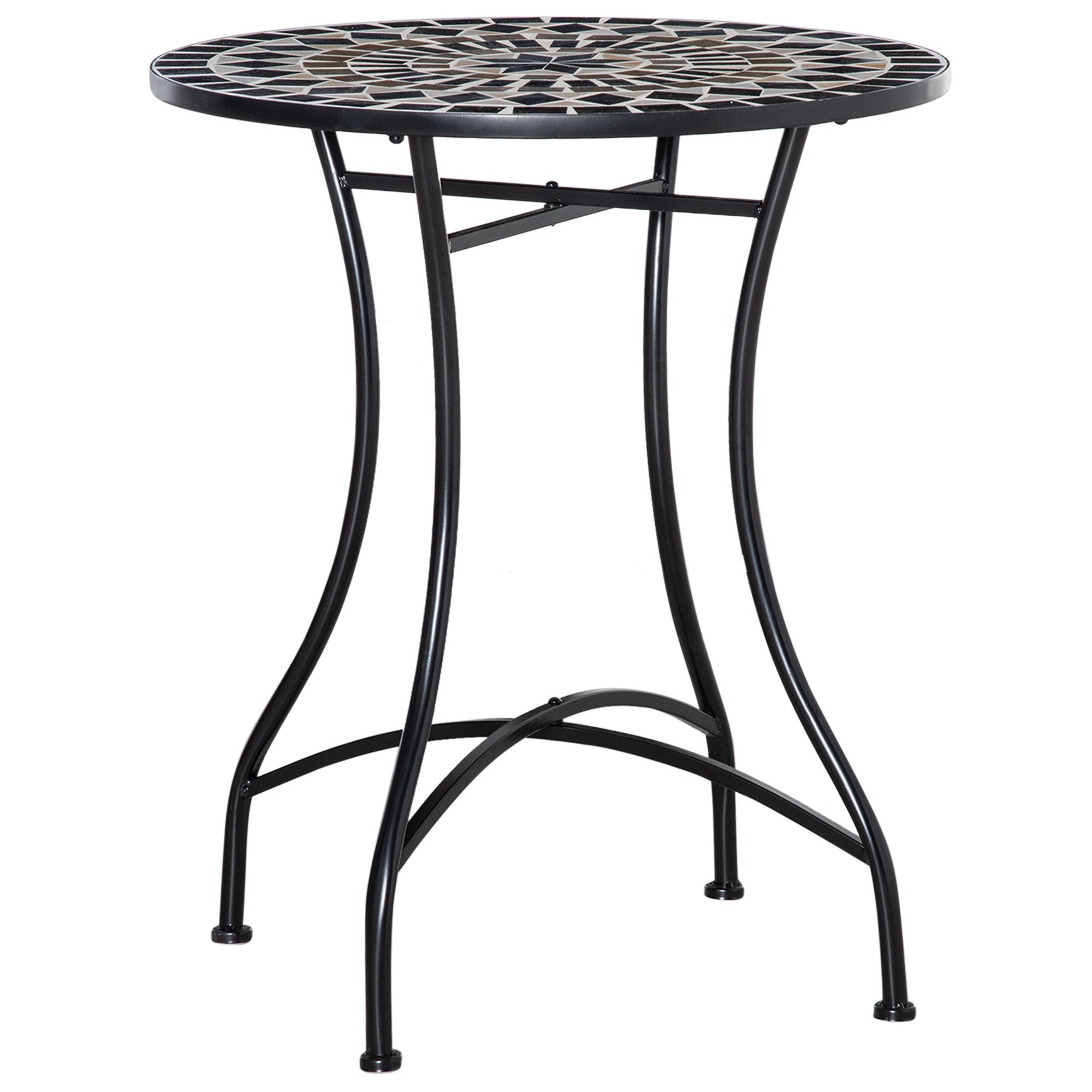 Mosaic Ceramic Top Outdoor Garden Patio Side Table Round - Velmora