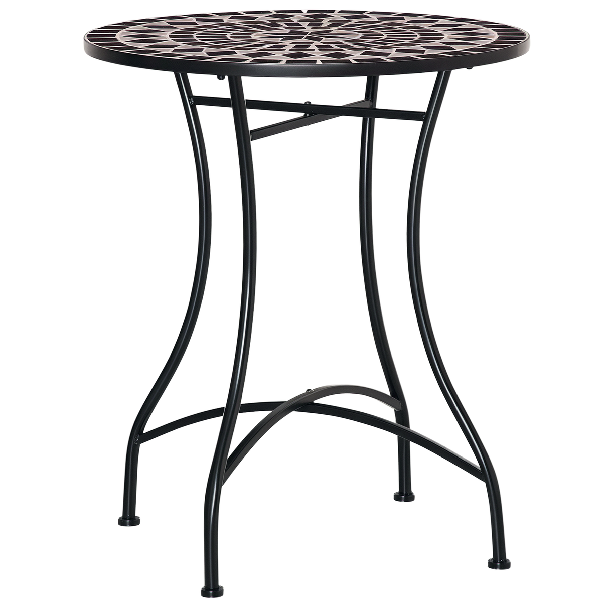 Mosaic Ceramic Top Outdoor Garden Patio Side Table Round - Velmora
