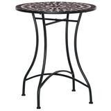 Mosaic Ceramic Top Outdoor Garden Patio Side Table Round - Velmora