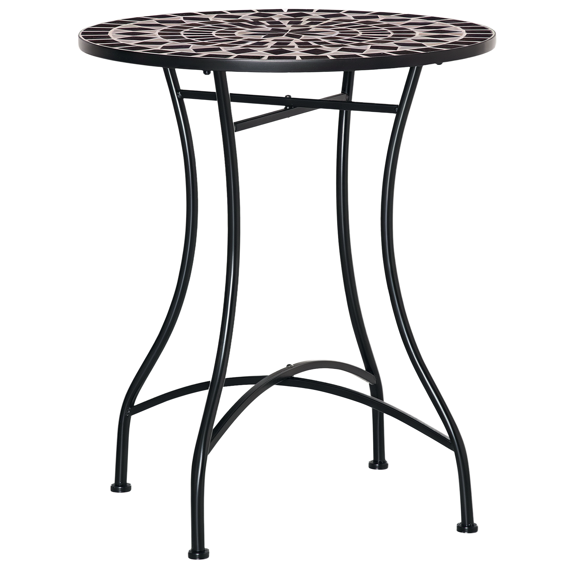 Mosaic Ceramic Top Outdoor Garden Patio Side Table Round - Velmora
