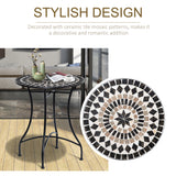 Mosaic Ceramic Top Outdoor Garden Patio Side Table Round - Velmora