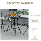 Mosaic Ceramic Top Outdoor Garden Patio Side Table Round - Velmora
