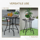 Mosaic Ceramic Top Outdoor Garden Patio Side Table Round - Velmora