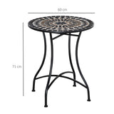 Mosaic Ceramic Top Outdoor Garden Patio Side Table Round - Velmora