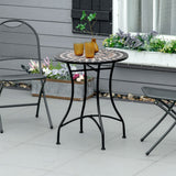 Mosaic Ceramic Top Outdoor Garden Patio Side Table Round - Velmora