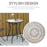 Mosaic Ceramic Top Outdoor Garden Patio Side Table Round - Velmora