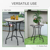 Mosaic Ceramic Top Outdoor Garden Patio Side Table Round - Velmora