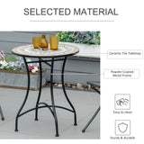 Mosaic Ceramic Top Outdoor Garden Patio Side Table Round - Velmora