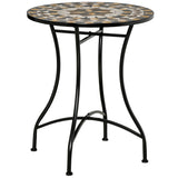Mosaic Ceramic Top Outdoor Garden Patio Side Table Round - Velmora